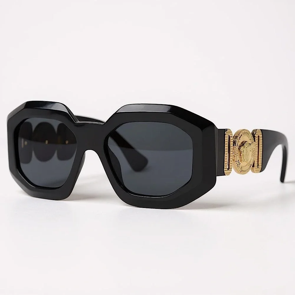 Versace Black Sunglasses with Gold Medallion Detail